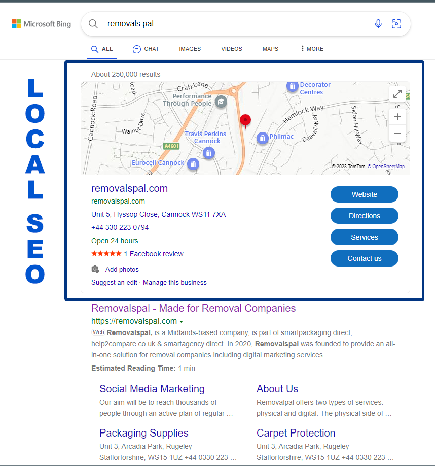 Removals Pal Local SEO Example