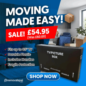 Plastic TV Box 65″ Black (+2 grey handles)