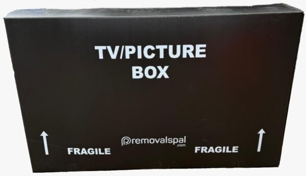 Plastic TV Box 65″ Black (+2 grey handles)